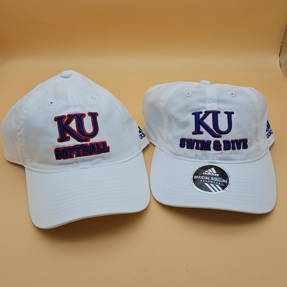 Lot Of 2 Kansas Jayhawks‎ Hat Cap Softball Swim & Dive Adidas New